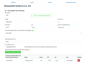 Stammdateneingabe mit Finance 123