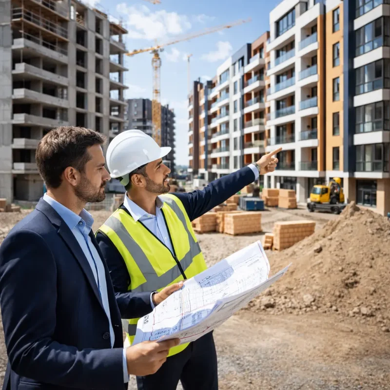 Baustellenansicht auf einem Neubaugebiet
